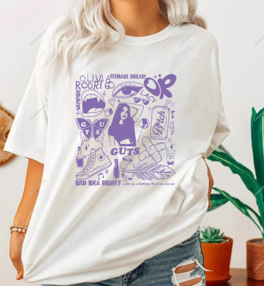 Olivia Rodrigo Guts World Tour 2024 Album Gildan Or Comfort Colorts T-shirt Hoodie Or Sweatshirt HG