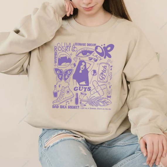 Olivia Rodrigo Guts World Tour 2024 Album Gildan Or Comfort Colorts T-shirt Hoodie Or Sweatshirt HG