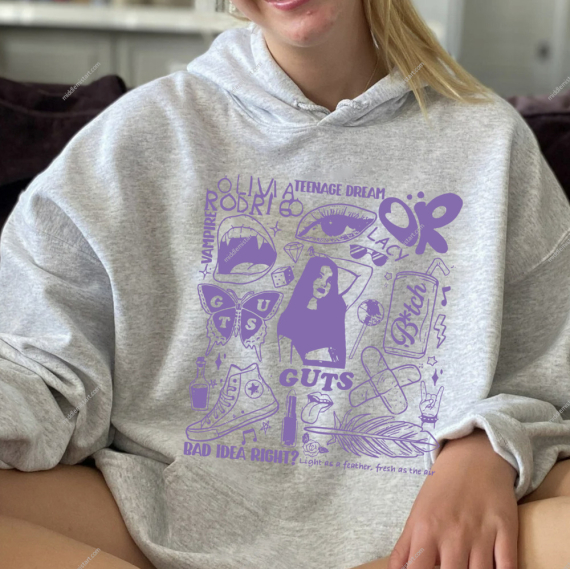 Olivia Rodrigo Guts World Tour 2024 Album Gildan Or Comfort Colorts T-shirt Hoodie Or Sweatshirt HG