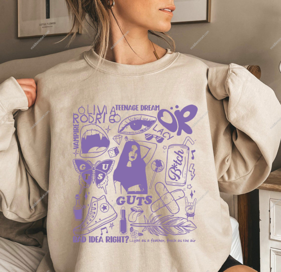 Olivia Rodrigo Guts World Tour 2024 Album Gildan Or Comfort Colorts T-shirt Hoodie Or Sweatshirt HG