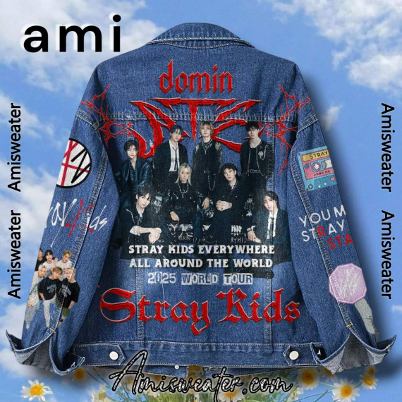 Stray Kids Dominate 2025 World Tour  Hooded Hoodless Or Hooded Denim Jacket HG