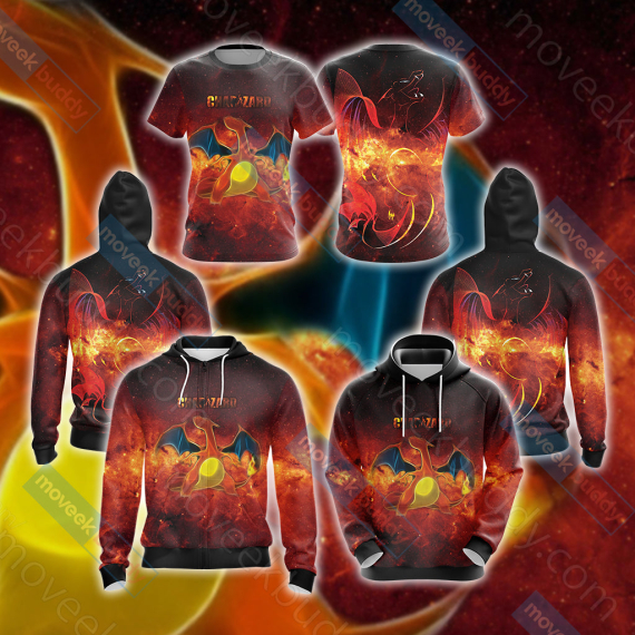 Pokemon Charizard Unisex 3D Printed T-shirt Hoodie Zipper Hoodie, Aldult Kid Gift Shirt NVA