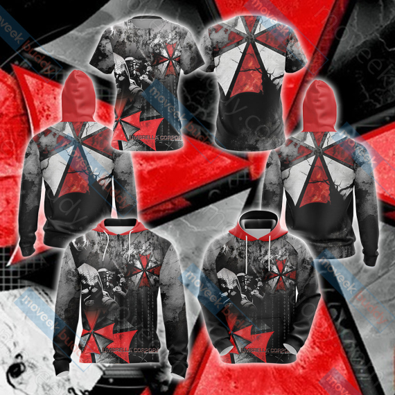 Resident Evil Umbrella Corp Unisex 3D Printed T-shirt Hoodie Zipper Hoodie, Aldult Kid Gift Shirt NVA