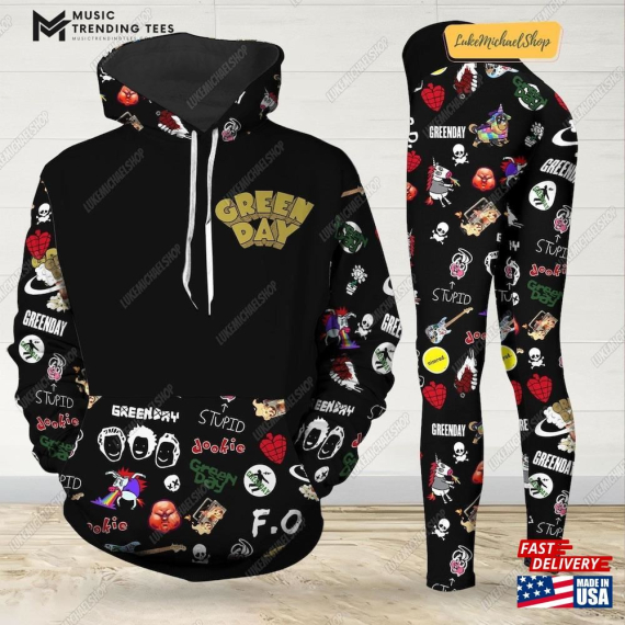 Greenday Band Hoodie Legging Set Rock Unisex Green Day Dookie Tour 2024 Yoga Classic NVA