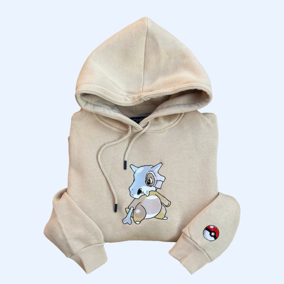 Pokemon Cubone Embroidered Hoodie; Pokemon embroidered sweatshirt; Pokemon embroidery; Pokemon Hoodies; Pokemon Dragonite sweatshirt; Cubone HG