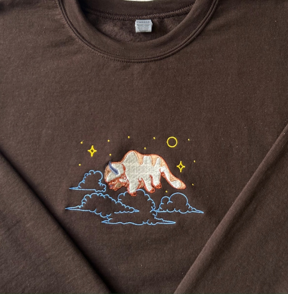 Sky Bison embroidered sweatshirt, Bison custom design sweatshirt, yip yip sweatshirt, Hoodie, Anime sweatshirt HG