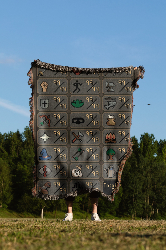 Runescape Hand Woven Blanket HG | Max Stats 2277 Tapestry Throw | Meme poison