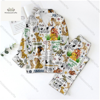 Lion King Long Sleeve Or Short Sleeve Pyjama Pajamas Set Set with Pants HG Disney Matching Pajamas Simba Nala Timon Pumbaa Scar Rafiki Pajamas Christmas Pajamas Family Movie Lover Gift