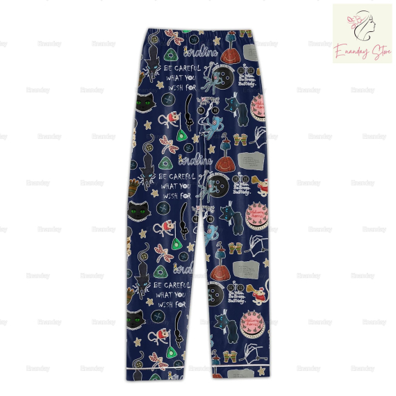 Halloween Coraline Long Sleeve Or Short Sleeve Pyjama Pajamas Set Set with Pants HG Spooky Movie Shirt Halloween Coraline Shirt Coraline Doll Pjs Button Eyes Shirt Horror Characters